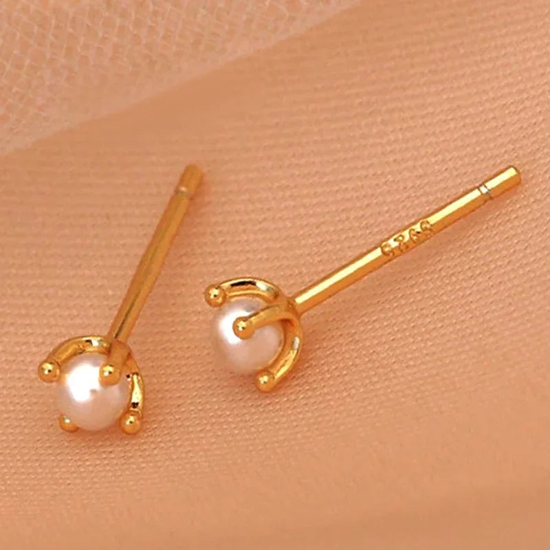 Mini Pearls Sterling Silver Small Stud