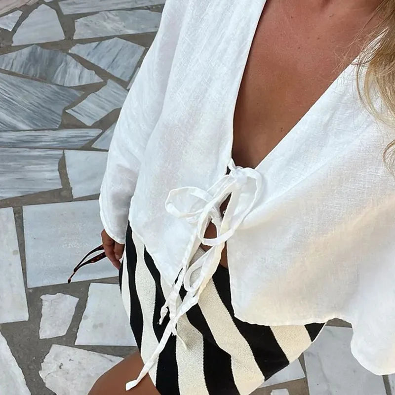 Lace Up Bow Top